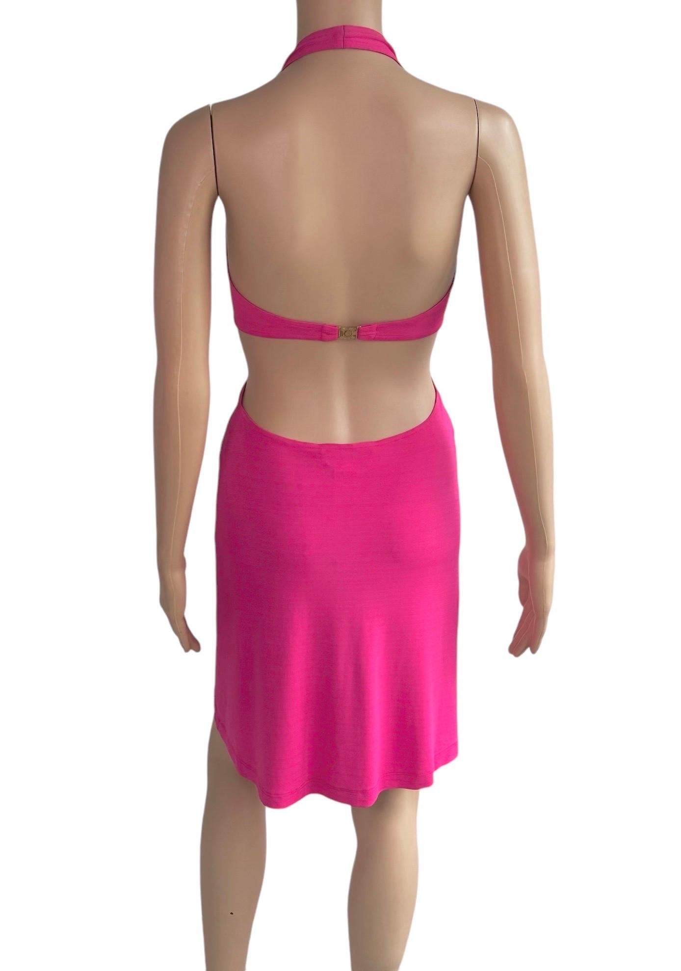 Pink Celine by Michael Kors S/S 2004 Runway Embellished Cutout Halter Dress For Sale