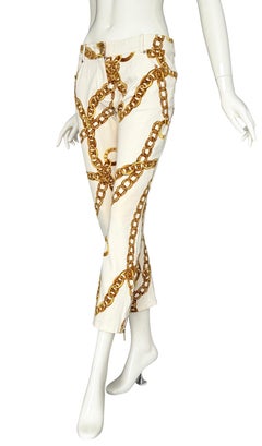 Celine by Michael Kors Spring Summer 2004 Pantalon imprimé chaînes en or