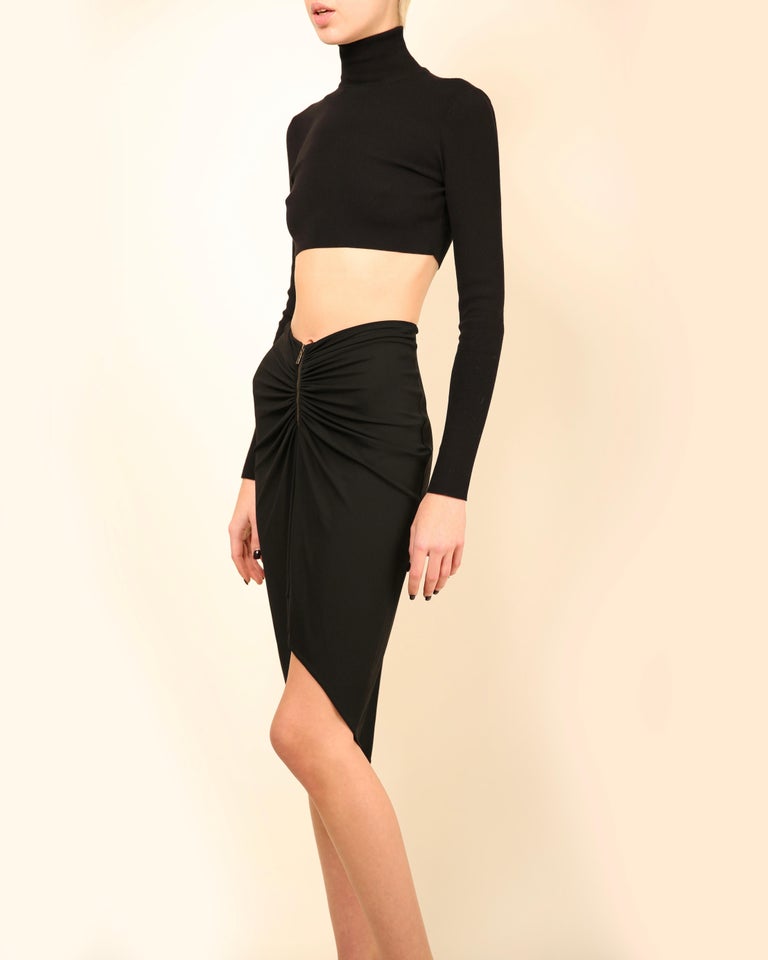 Celine by Michael Kors vintage back zip ruched stretch skirt