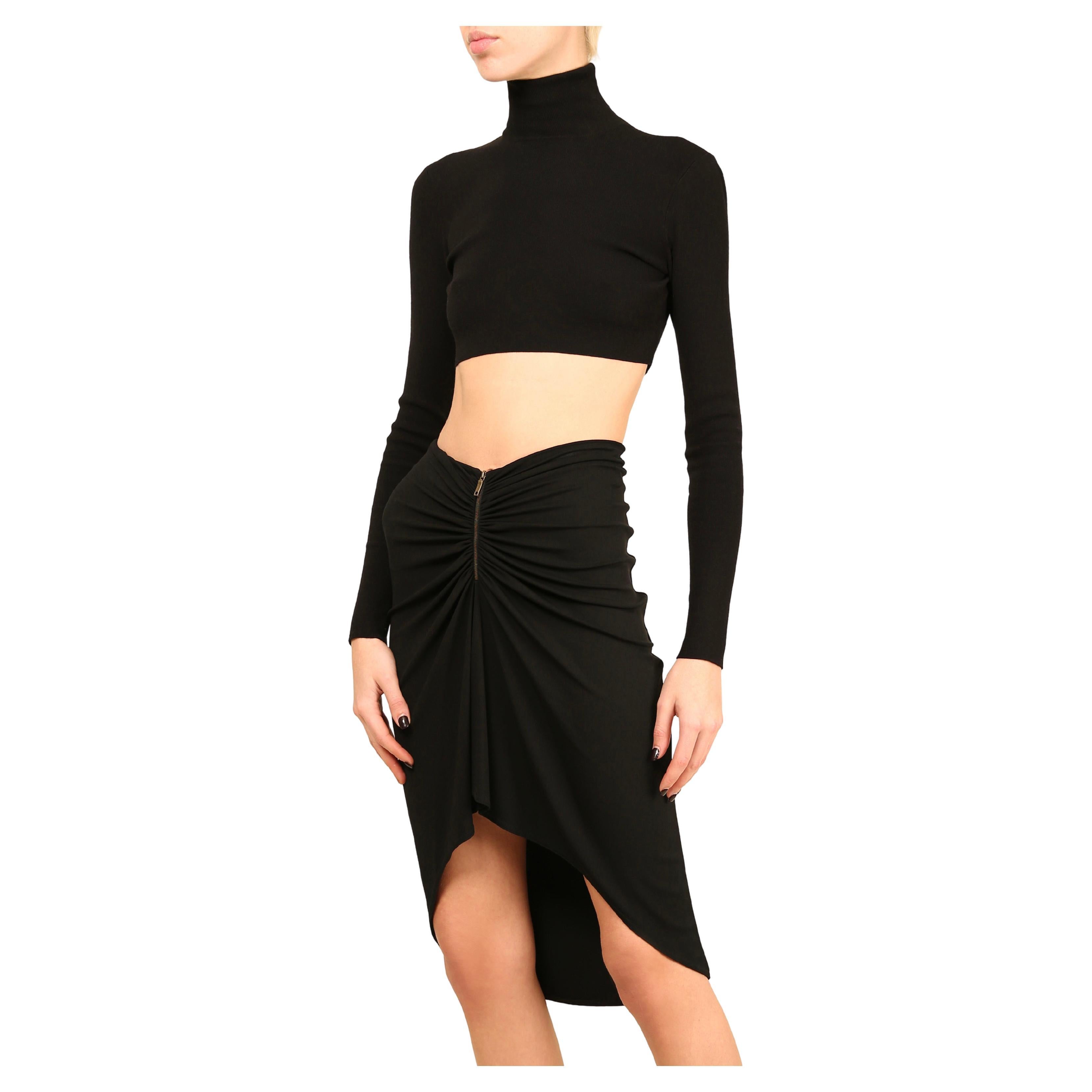 Celine by Michael Kors vintage back zip ruched stretch skirt 36 en vente