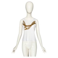 Céline by Michael Kors Vintage y2k White Cotton Trompe-l’œil Gold Chain Tank Top