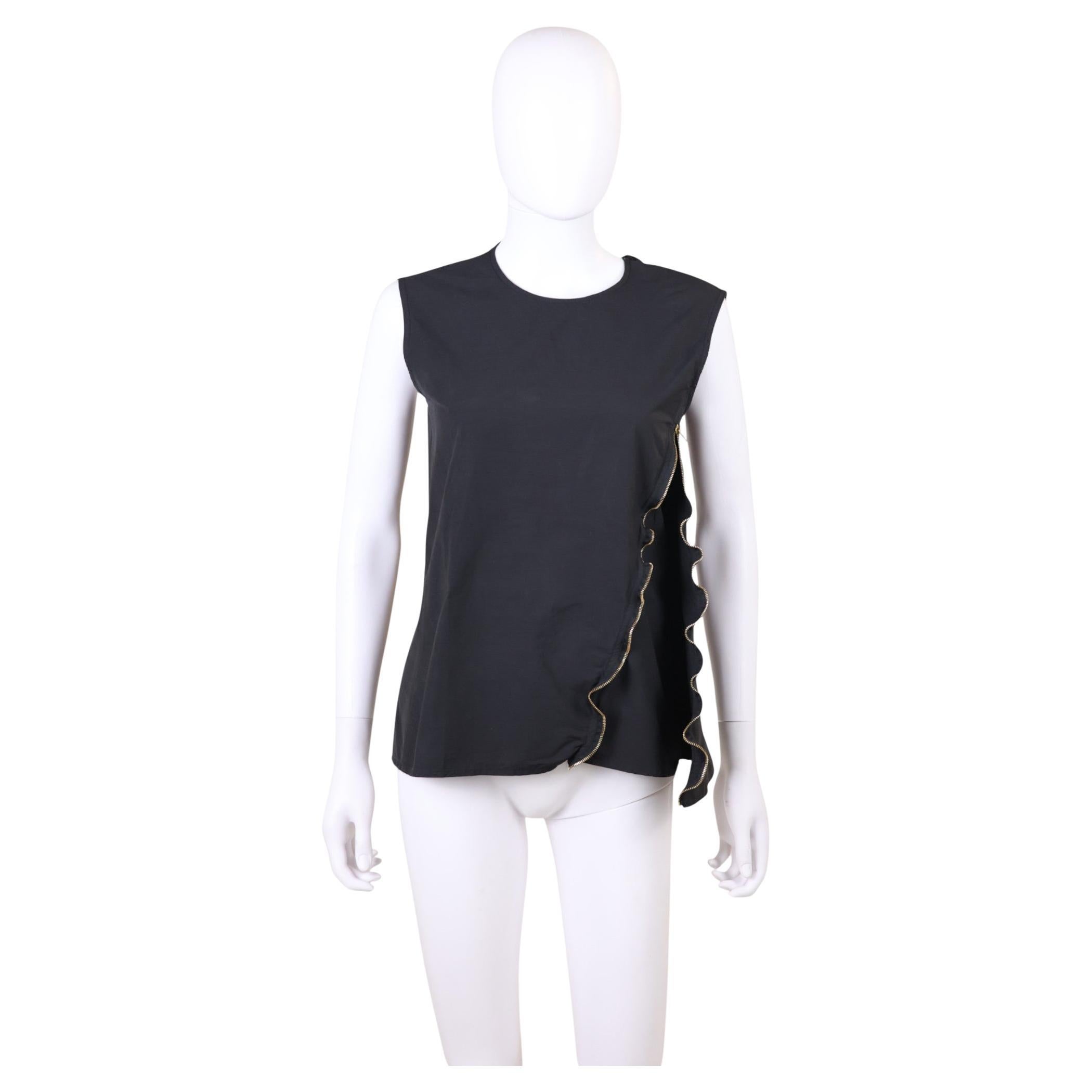 Celine by Phoebe Philo 2010's Asymmetric Zipped Black Top in vendita