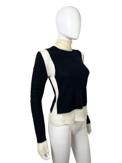 Celine by Phoebe Philo 2010's Double Layered Alpaca Black Turtleneck