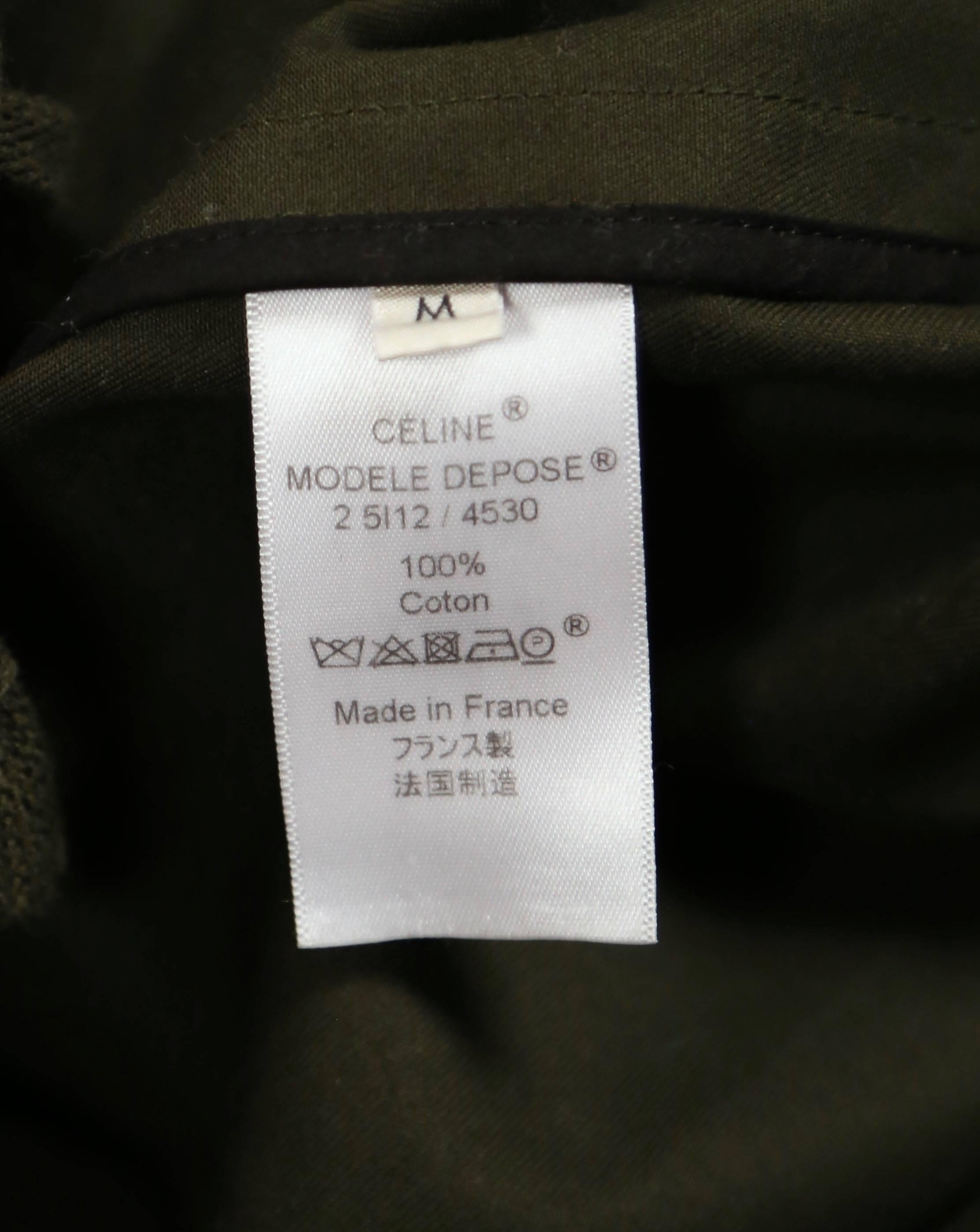 Celine By Phoebe Philo army green anorak jacket in polished cotton For Sale 3