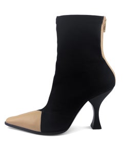 CELINE By PHOEBE PHILO Beige/Black Bi-Color Madame Ankle Heeled Boots