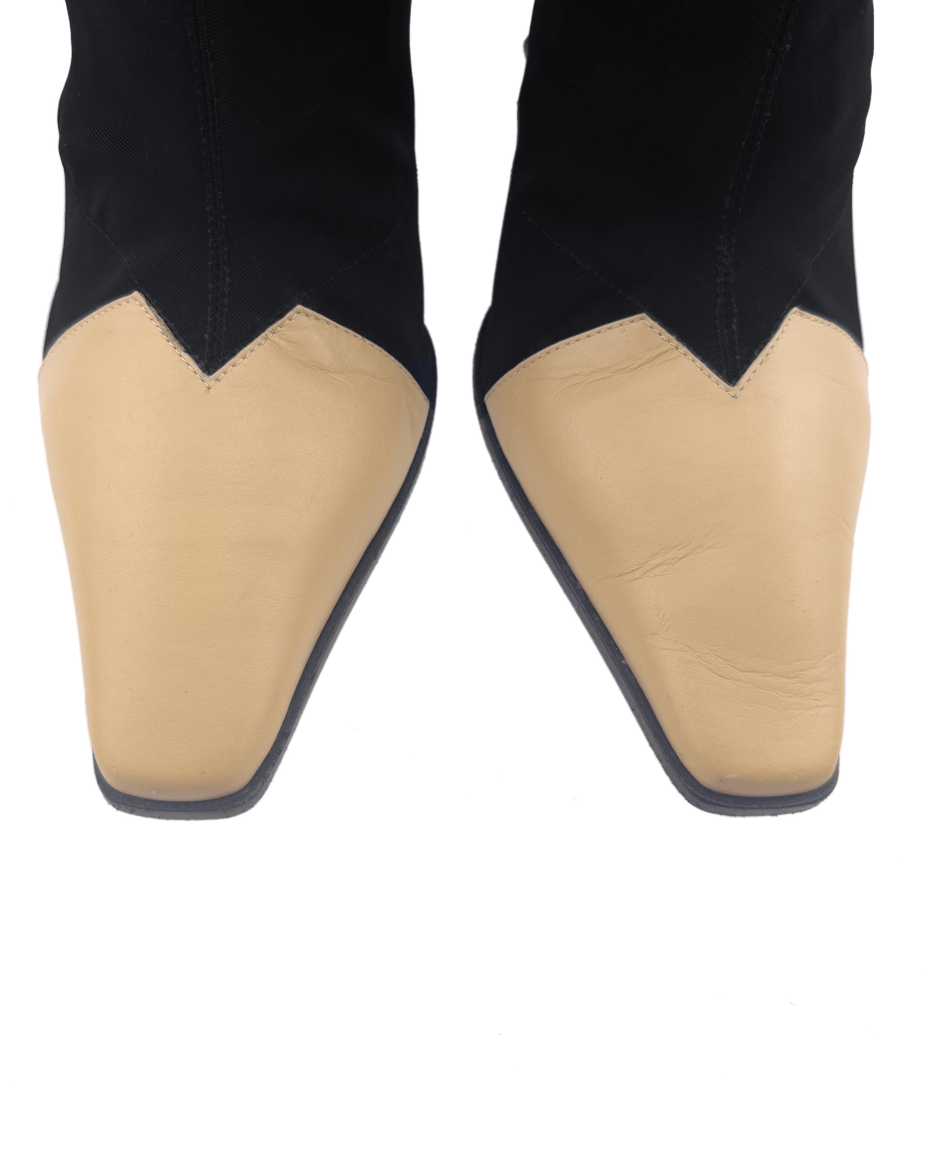 CELINE By PHOEBE PHILO Beige/Black Bi-Color Madame Ankle Heeled Boots For Sale 3