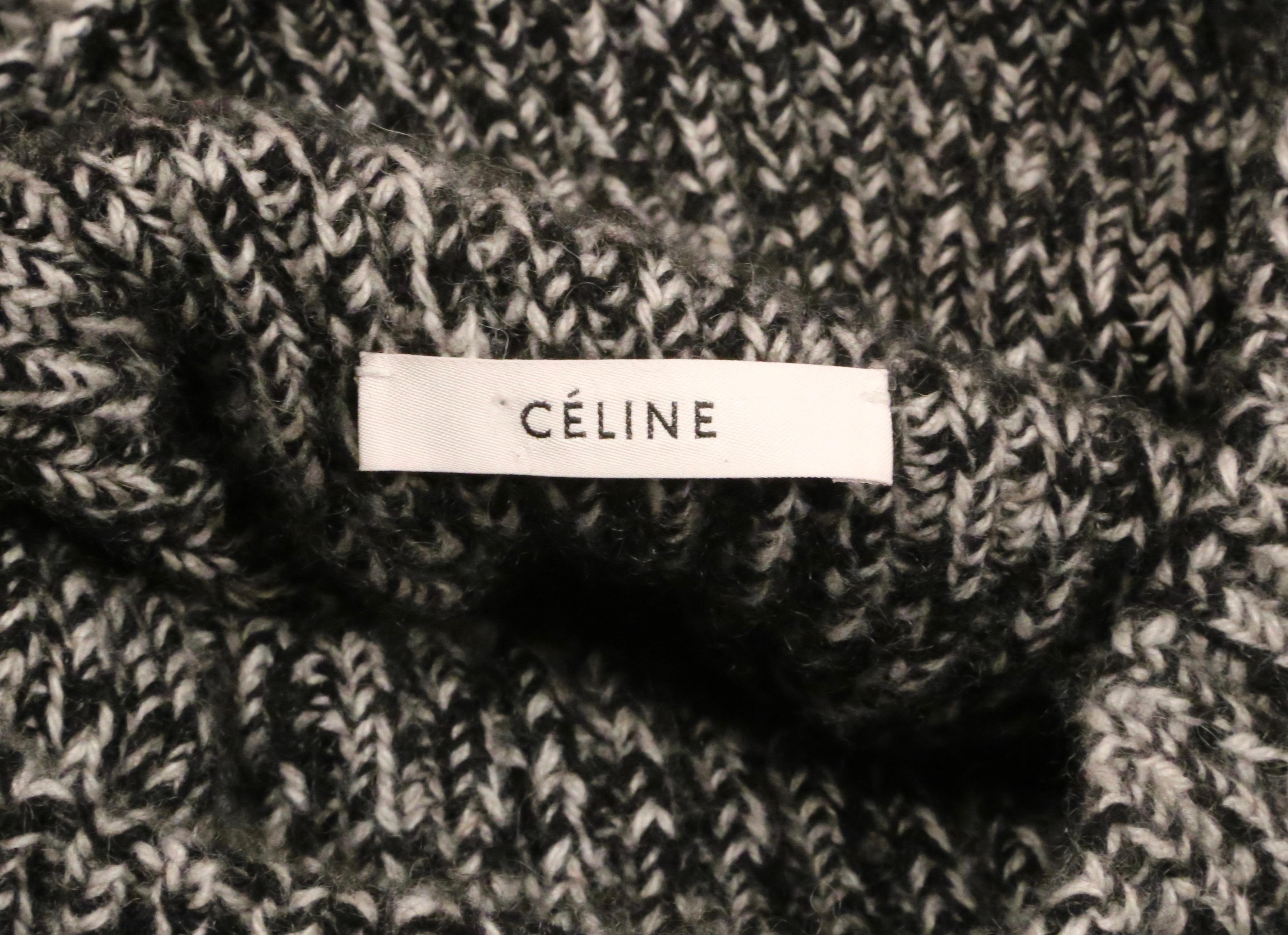 CELINE by PHOEBE PHILO black and white cashmere turtleneck sweater In Excellent Condition In San Fransisco, CA
