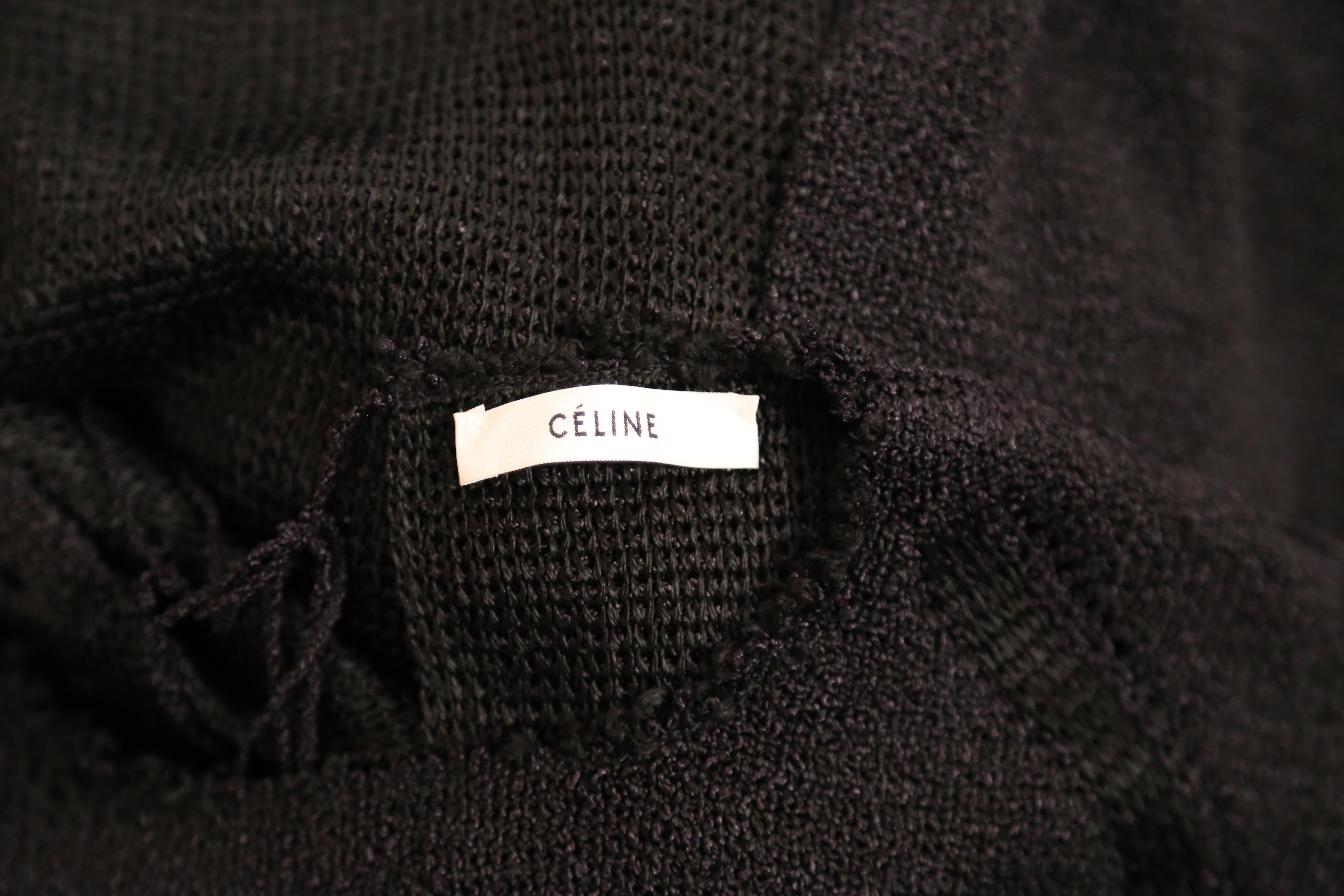 Celine By Phoebe Philo black knit dress with woven trim - new For Sale 1