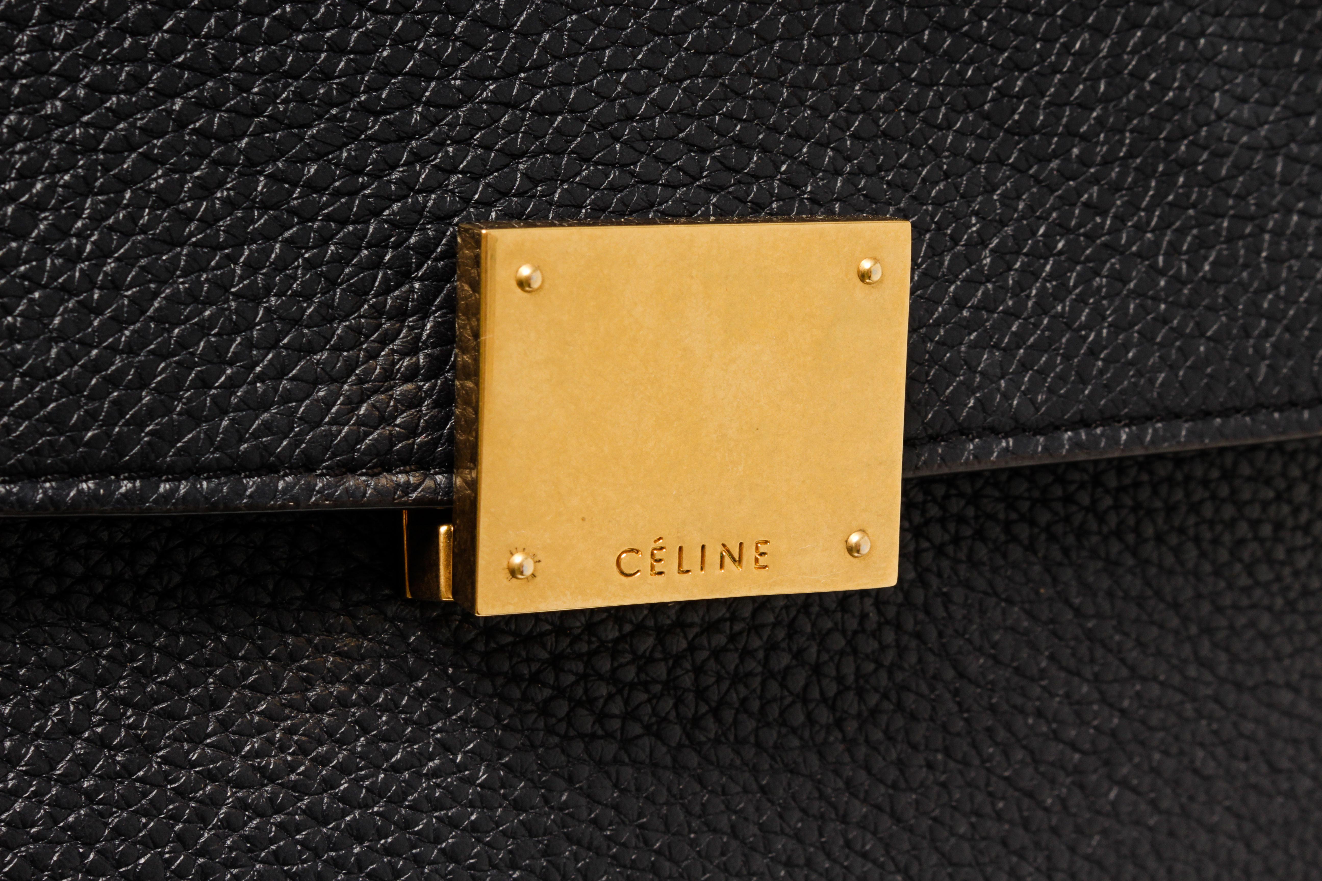 Celine by Phoebe Philo Black Leather Trapeze Bag 1