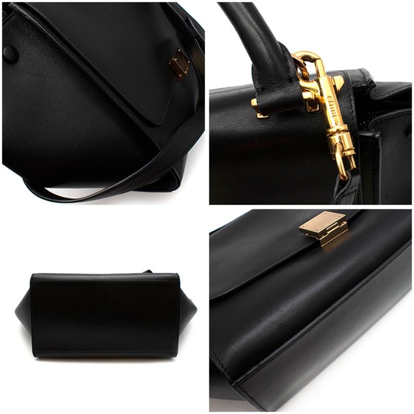 Celine by Phoebe Philo Black Leather Trapeze Bag For Sale 1