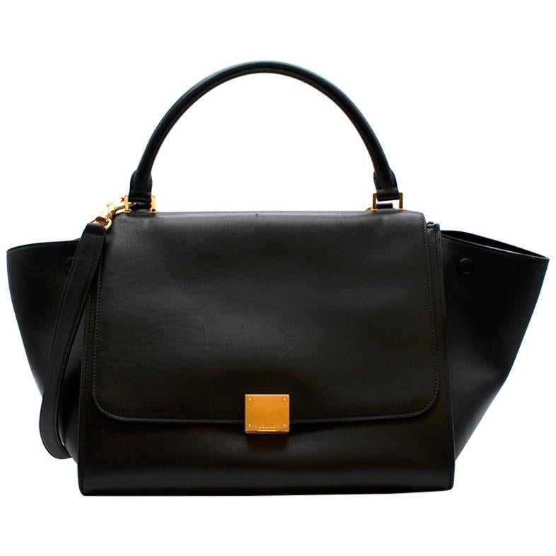 Celine by Phoebe Philo Black Leather Trapeze Bag For Sale