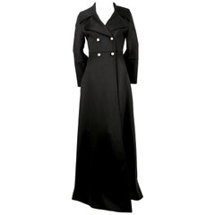 Celine by Phoebe Philo black maxi coat with pearl buttons