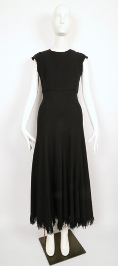 Celine by Phoebe Philo black runway sample dress with fringed hemline