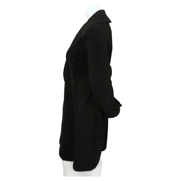 Black CELINE by PHOEBE PHILO black shearling coat For Sale