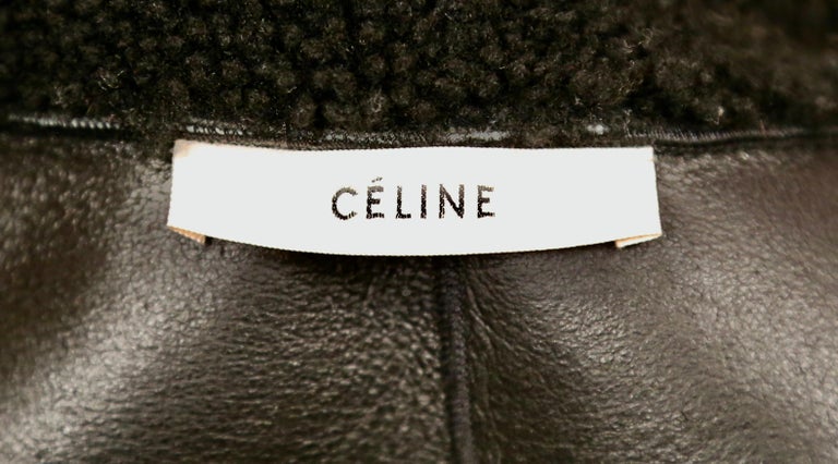 CELINE by PHOEBE PHILO black shearling coat For Sale 2