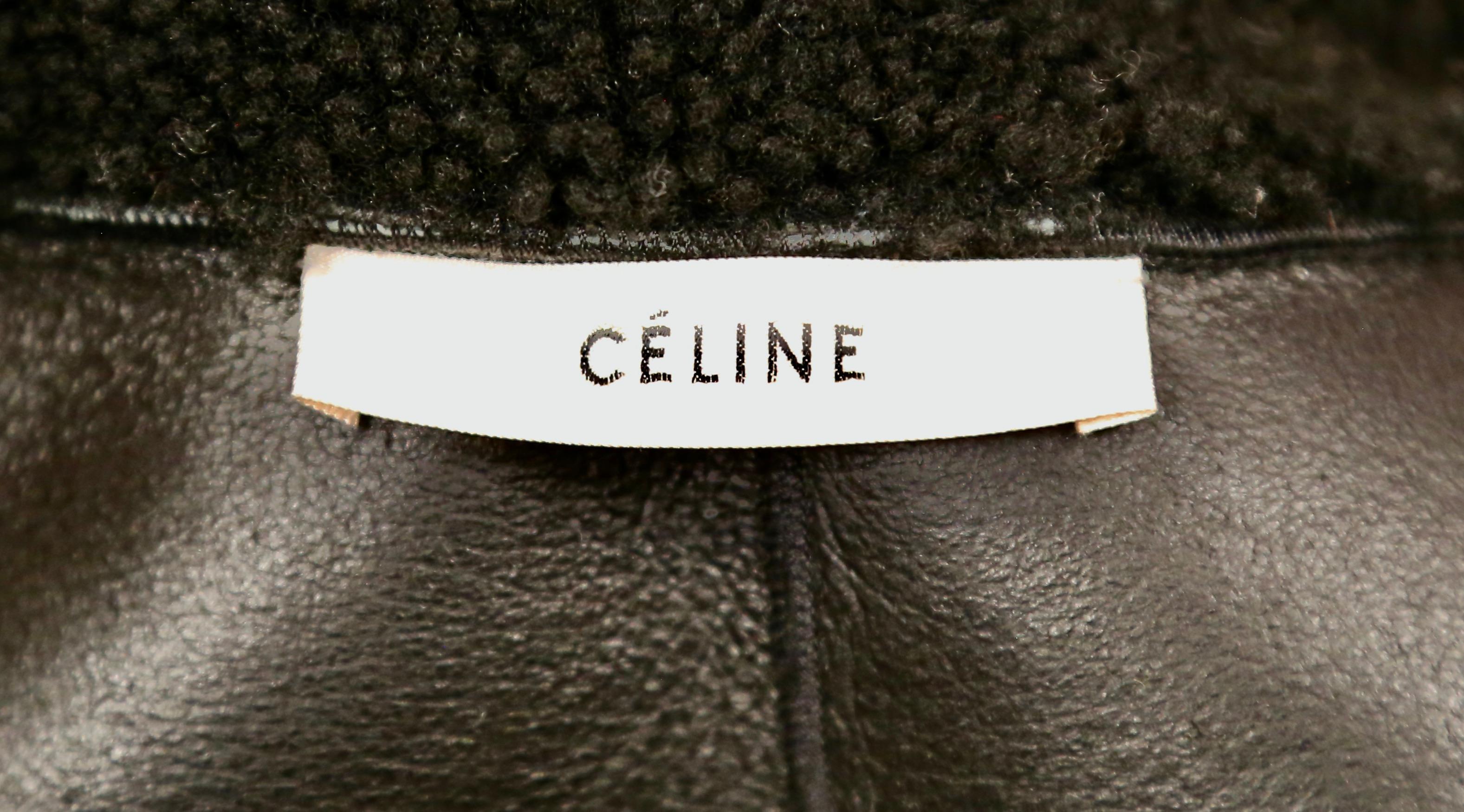 CELINE by PHOEBE PHILO black shearling coat For Sale 3