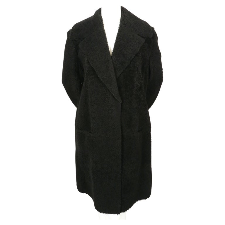 CELINE by PHOEBE PHILO black shearling coat For Sale