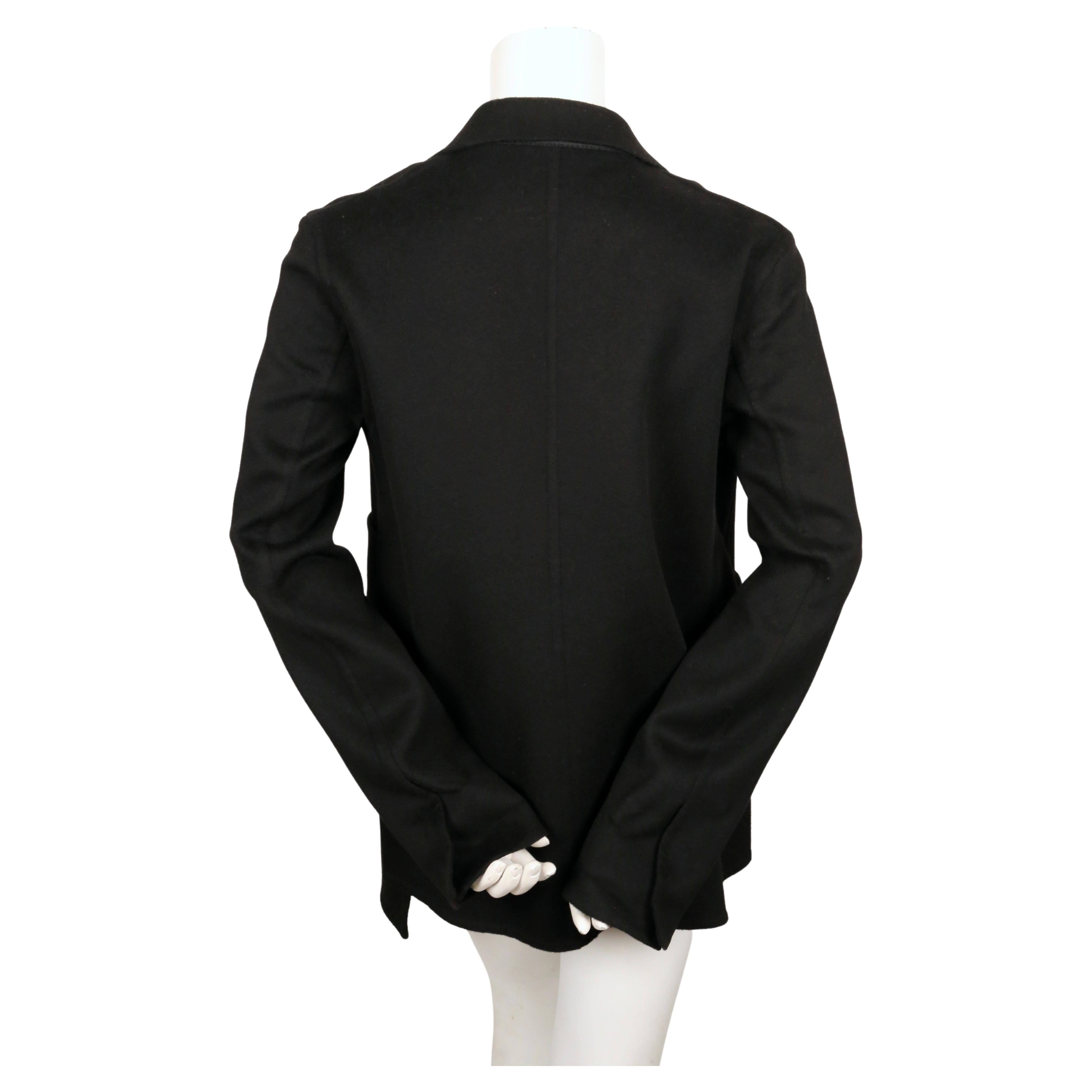Women's or Men's CELINE by PHOEBE PHILO black wool and cashmere jacket with asymmetrical belt For Sale