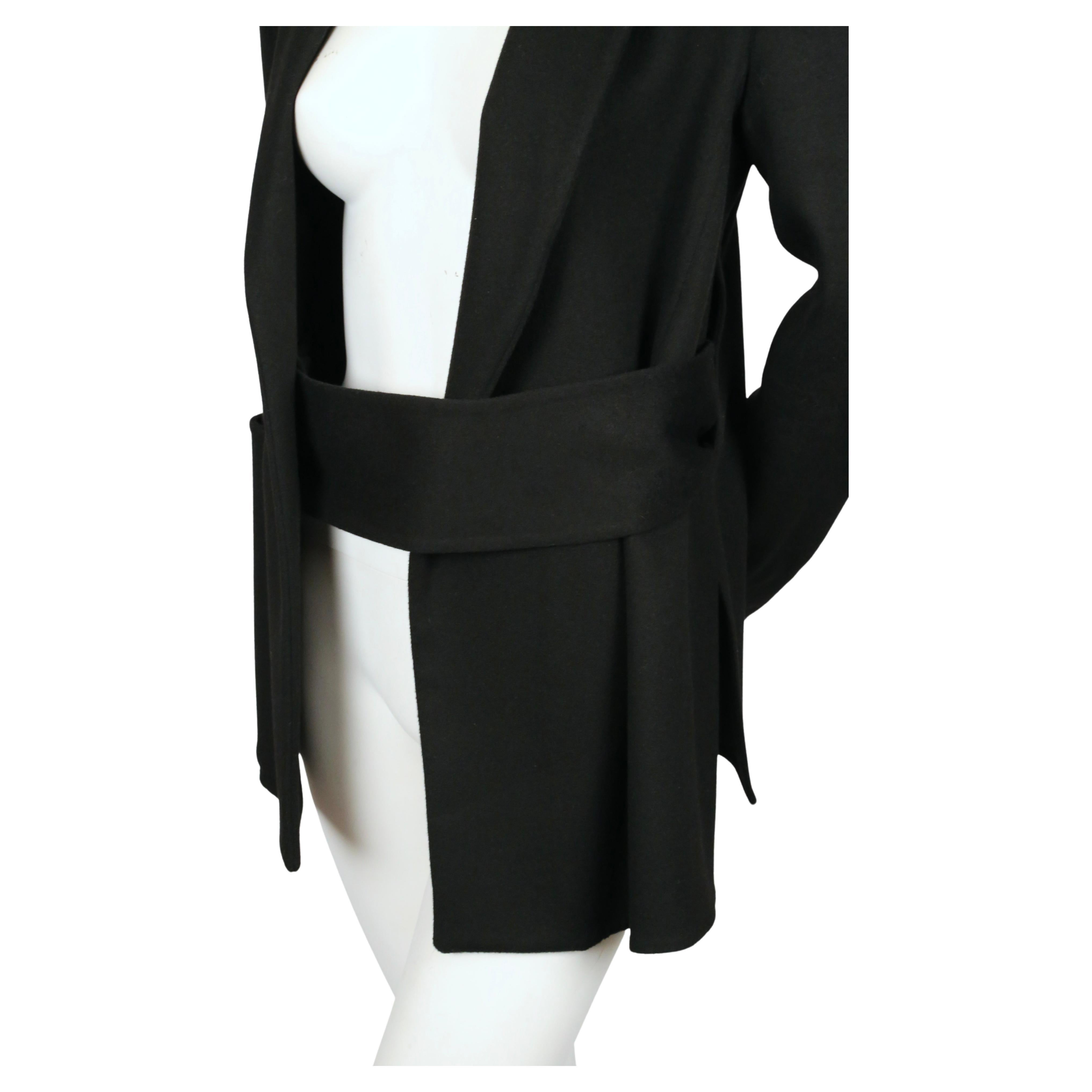 CELINE by PHOEBE PHILO black wool and cashmere jacket with asymmetrical belt For Sale 2