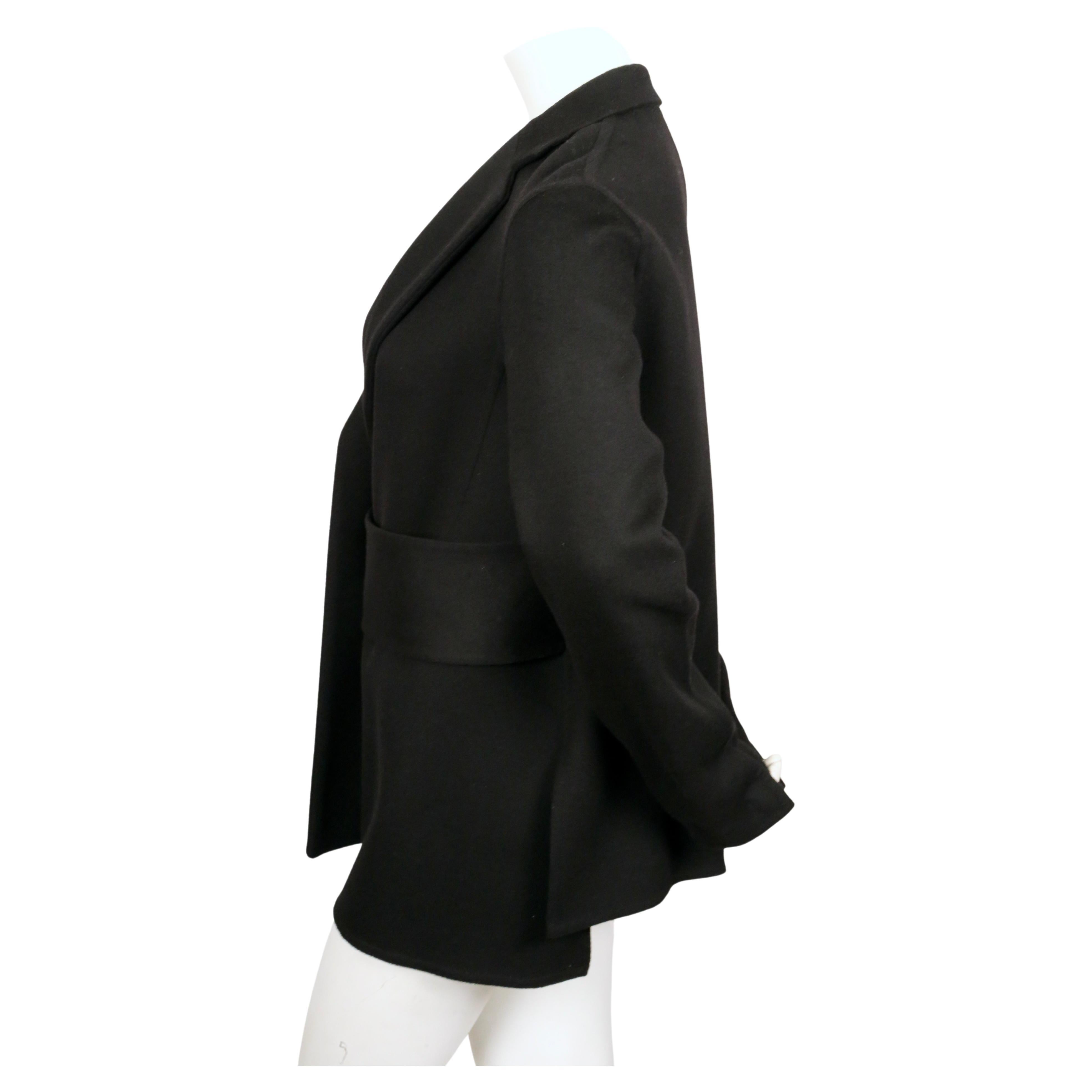 CELINE by PHOEBE PHILO black wool and cashmere jacket with asymmetrical belt For Sale 3