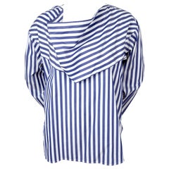CELINE by PHOEBE PHILO Camisa de rayas azules con cuello drapeado - Resort 2016