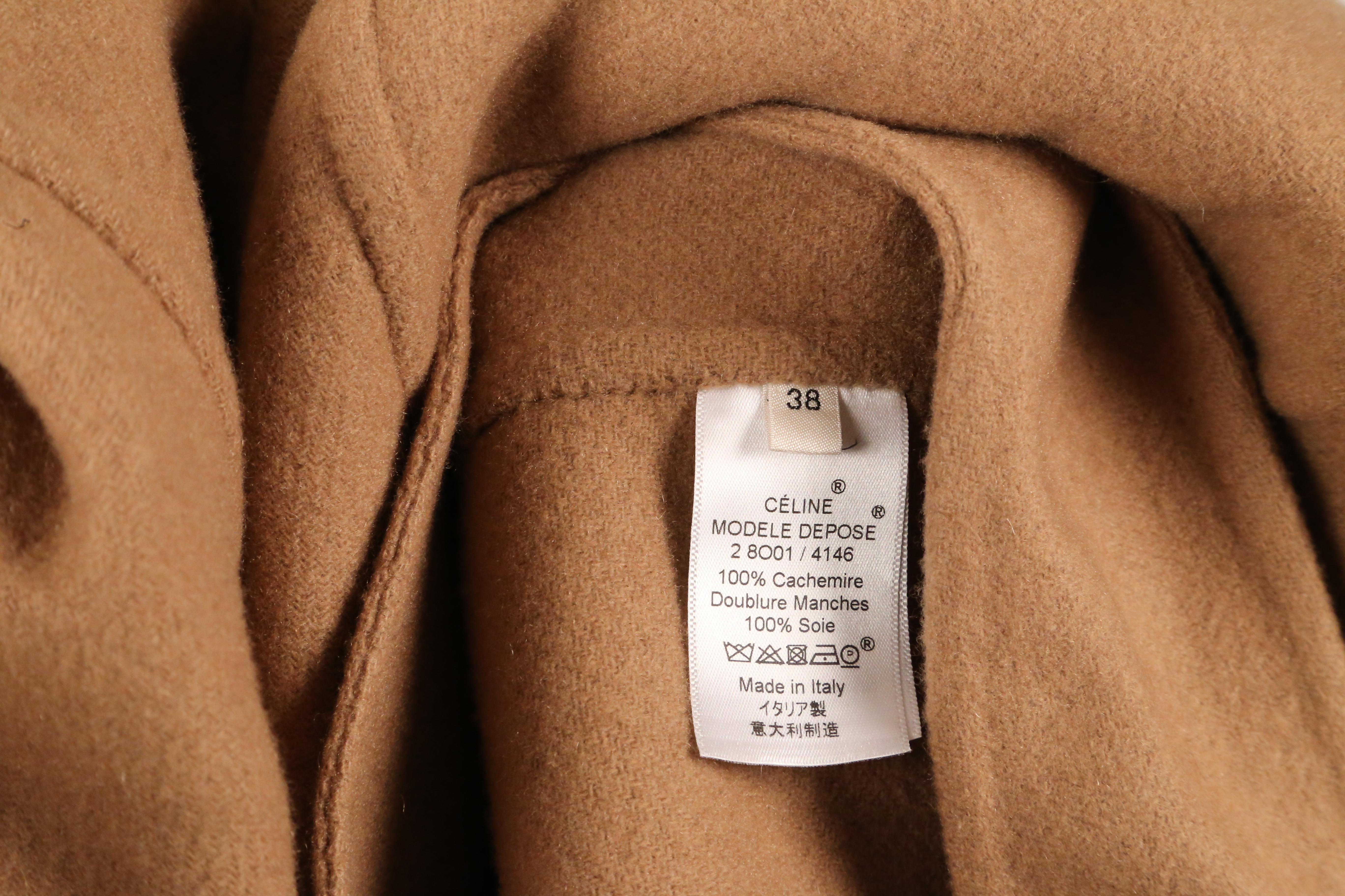 Celine by Phoebe Philo camel cashmere coat with belt   For Sale 3