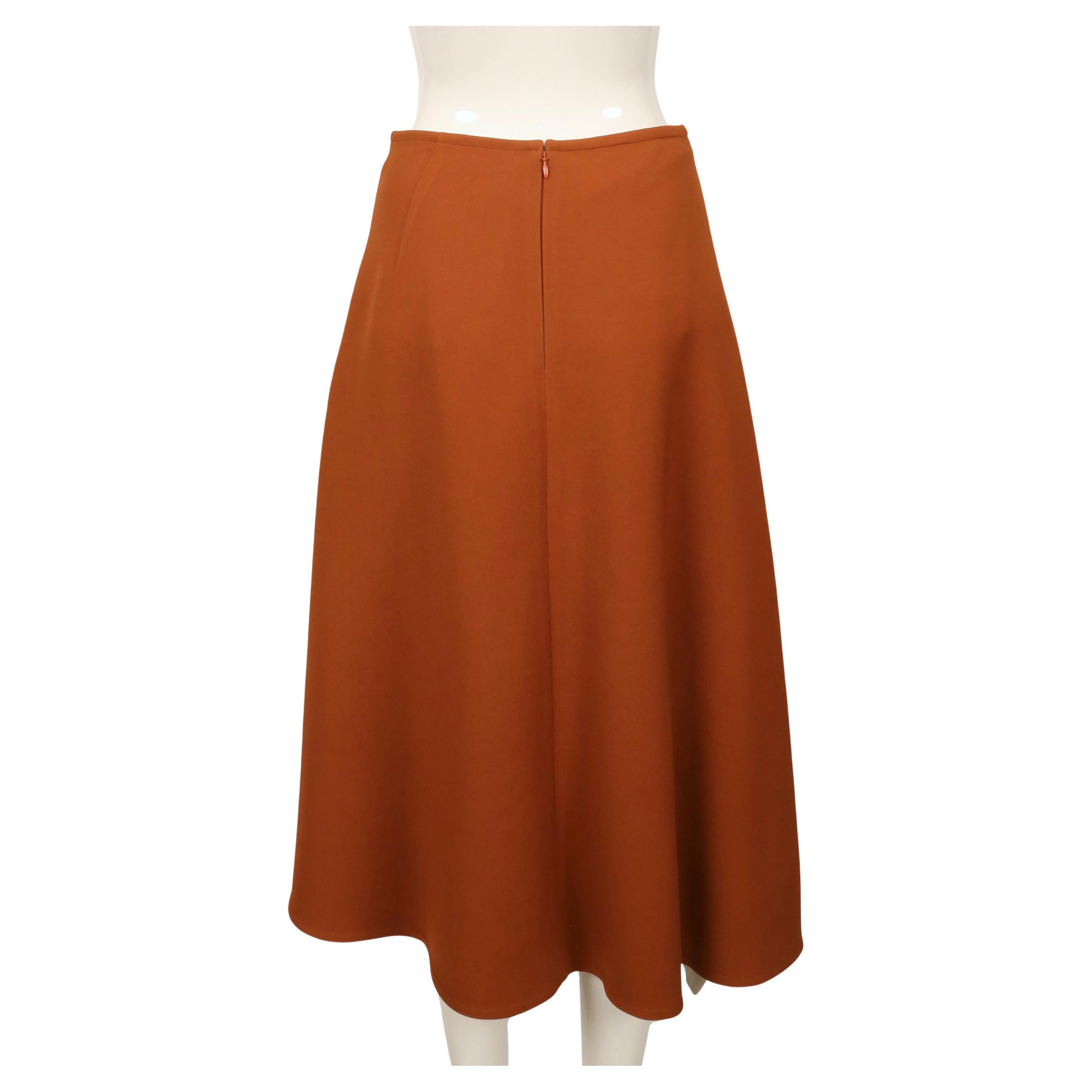 CELINE by PHOEBE PHILO cinnamon brown skirt with ruffles For Sale 5
