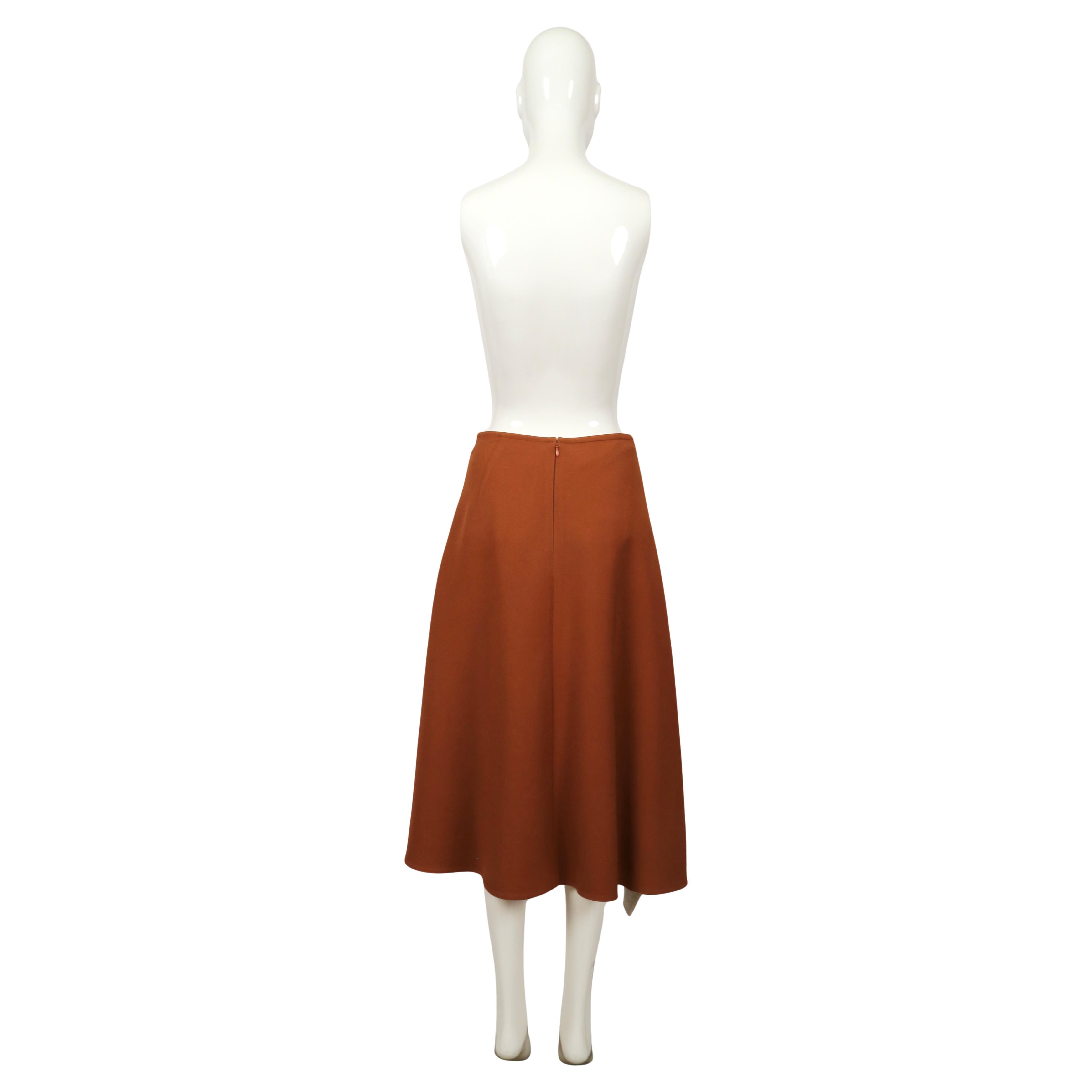 CELINE by PHOEBE PHILO cinnamon brown skirt with ruffles For Sale 6
