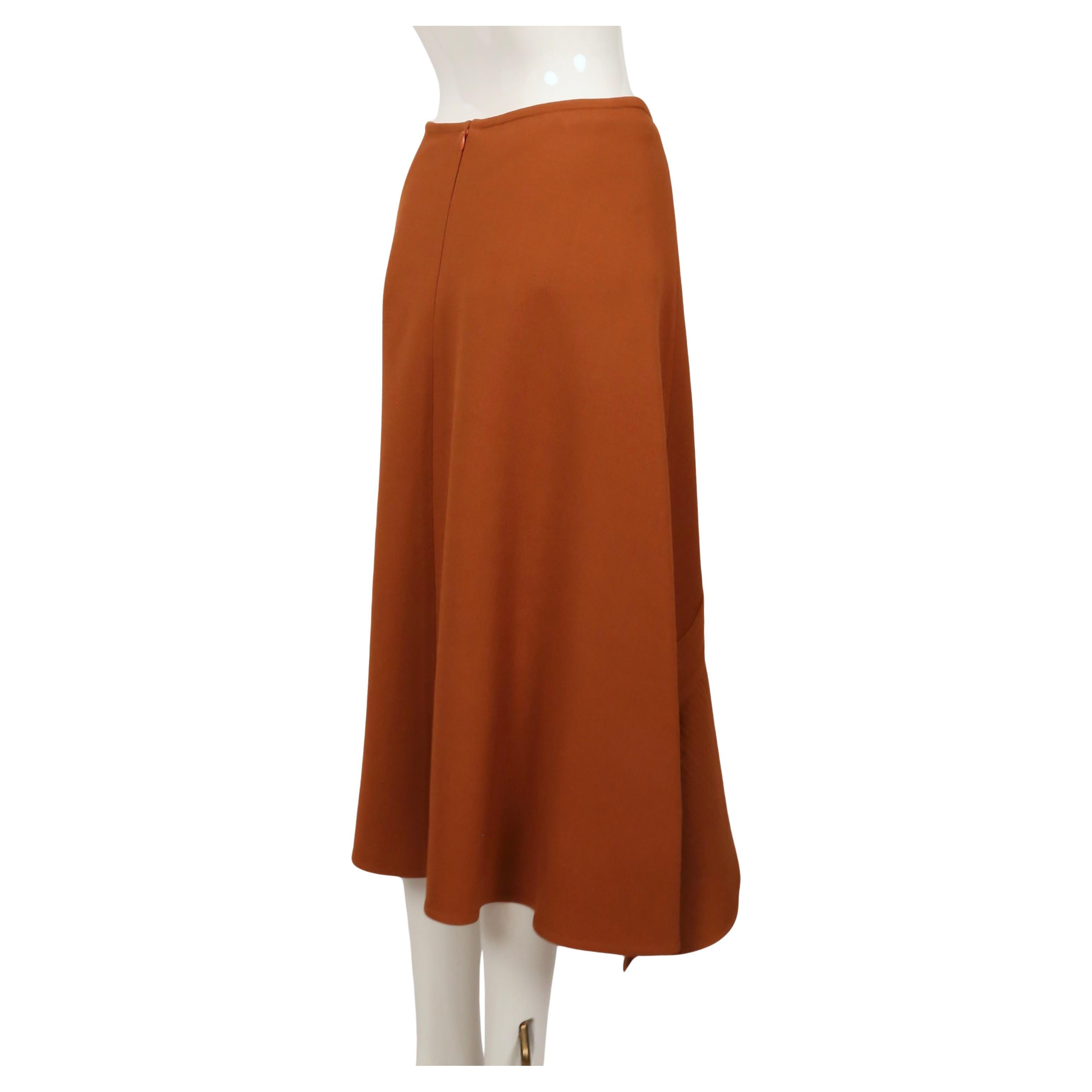 CELINE by PHOEBE PHILO cinnamon brown skirt with ruffles For Sale 1