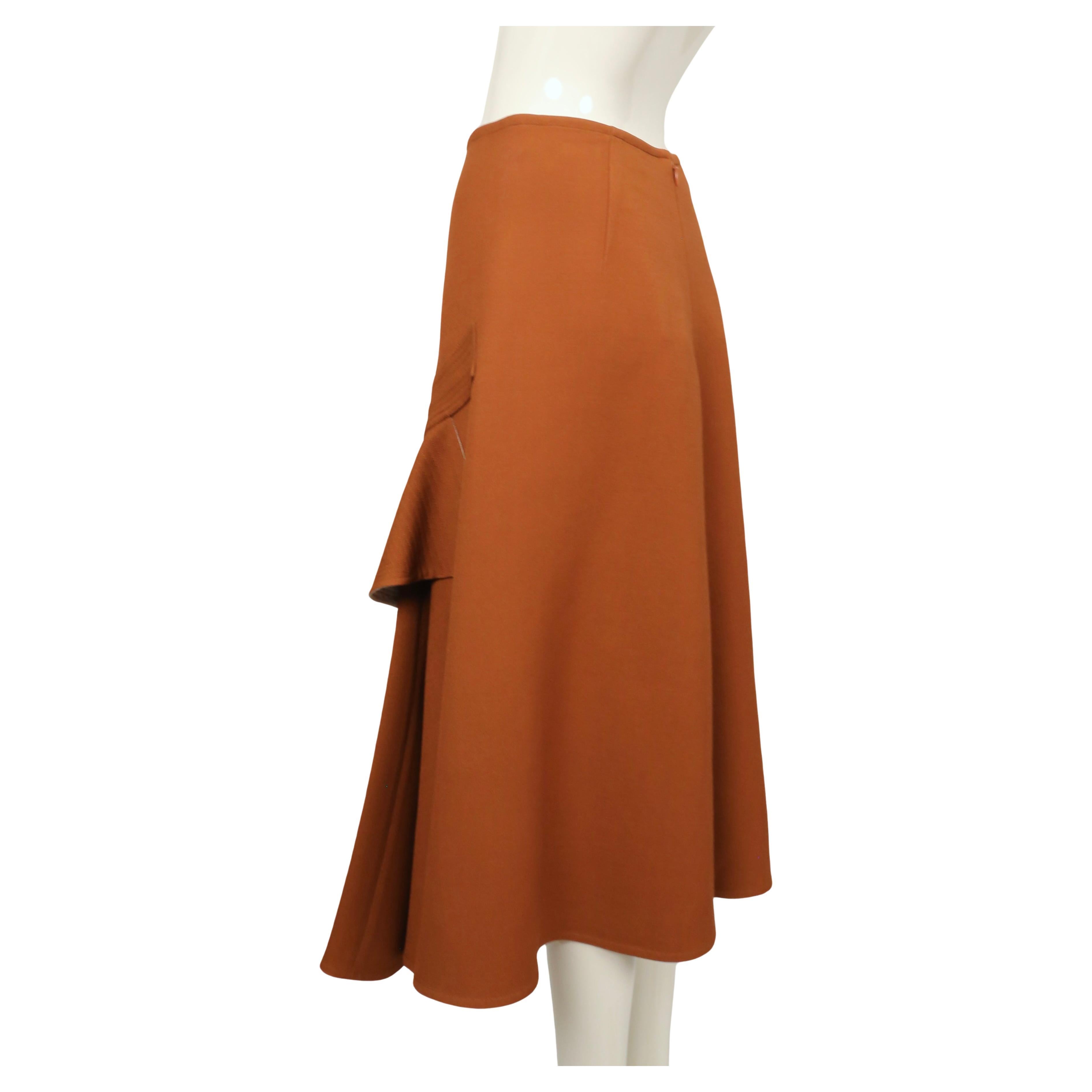 CELINE by PHOEBE PHILO cinnamon brown skirt with ruffles For Sale 2