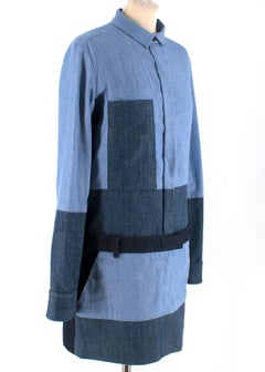 Celine by Phoebe Philo Denim Patchwork Mini Dress - Size US 8