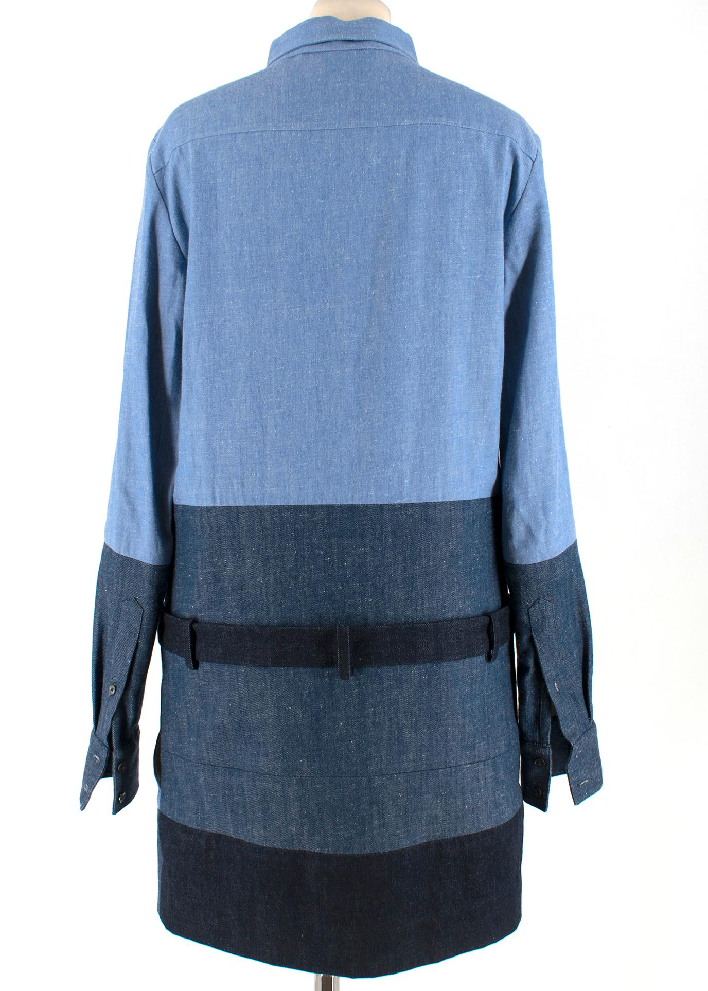 Blue Celine by Phoebe Philo Denim Patchwork Mini Dress - Size US 8