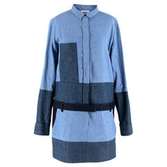 Celine by Phoebe Philo Denim Patchwork Mini Dress - Size US 8