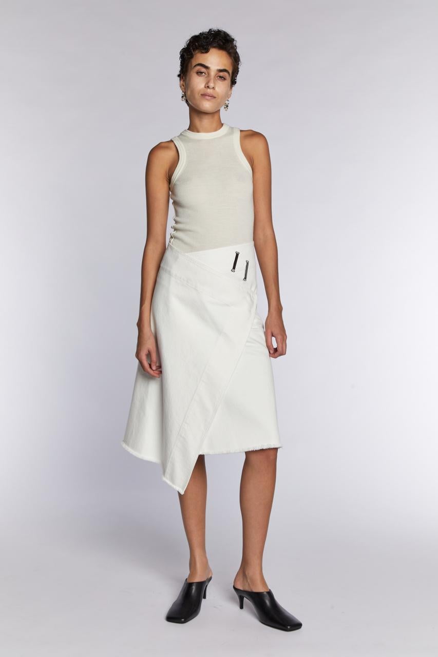 Beige Céline by Phoebe Philo Denim Wrap Skirt 2010s For Sale