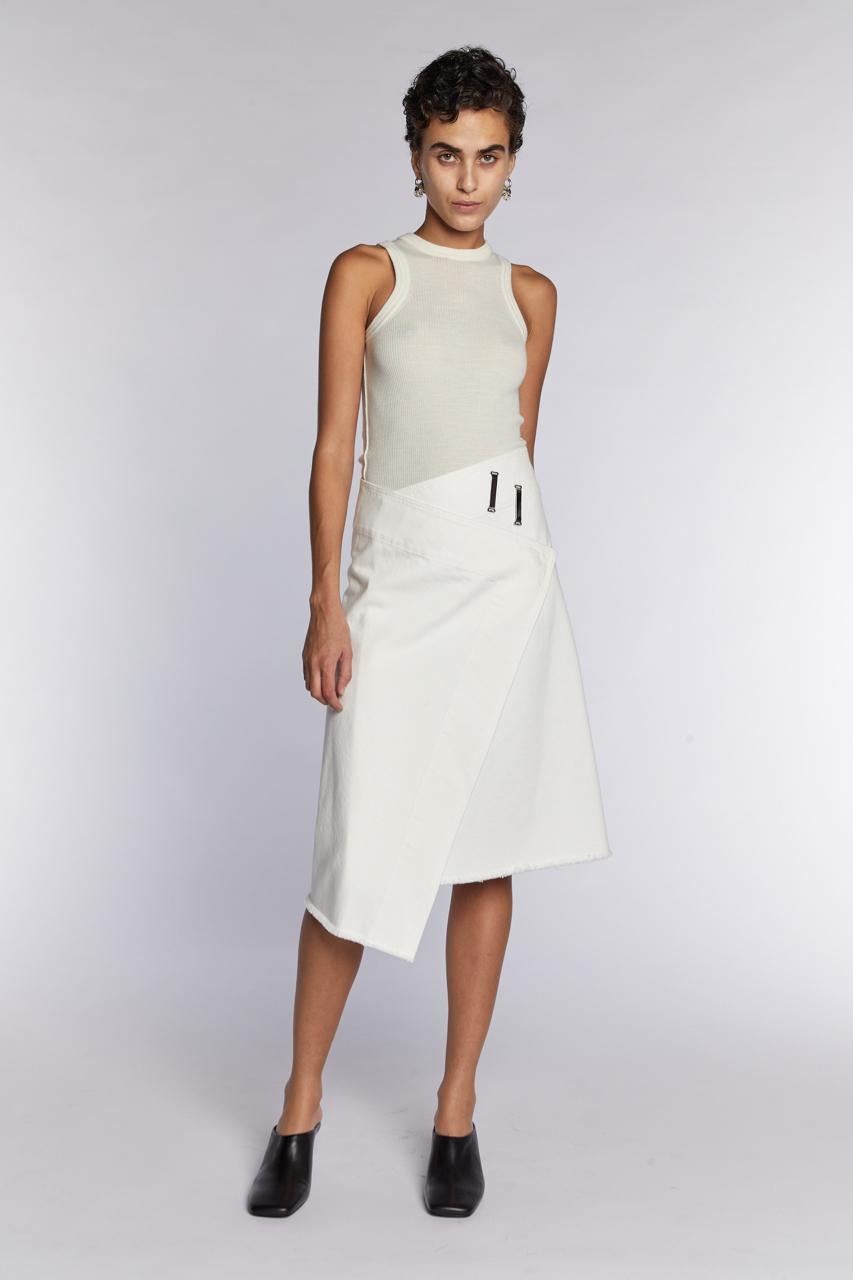 Céline by Phoebe Philo Denim Wrap Skirt 2010s For Sale 2