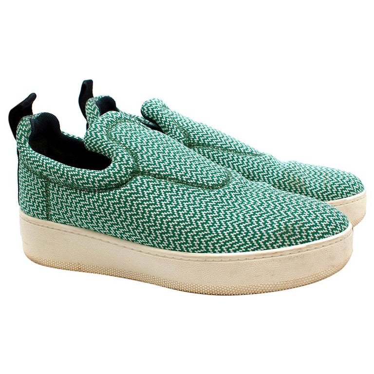 Celine by Phoebe Philo Green Knit Pull-on Trainers - Size EU 40
