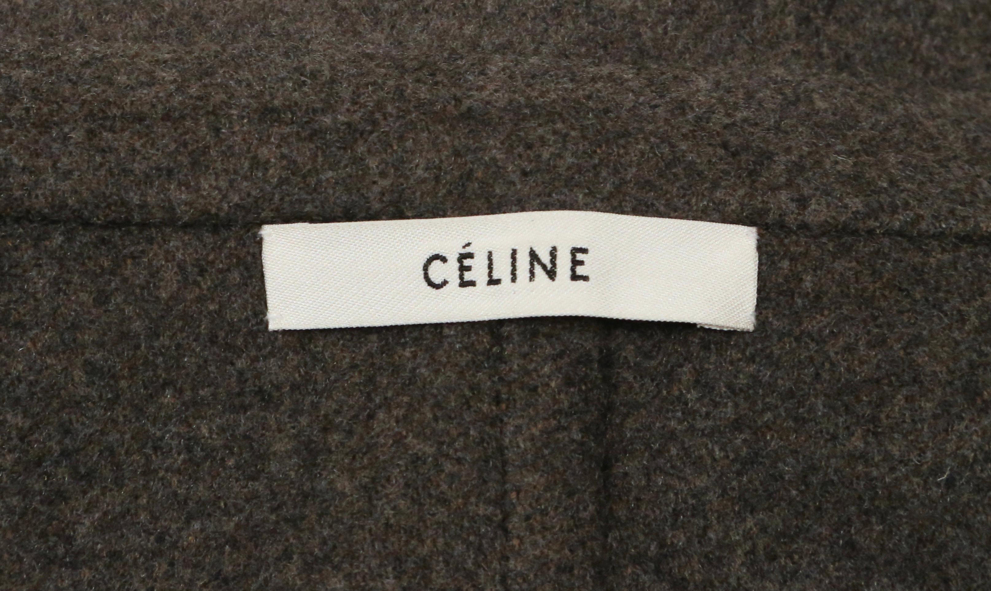Celine by Phoebe Philo heathered grey cashmere coat with cutouts & wrap pockets For Sale 3