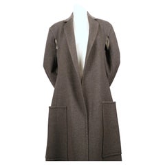 Celine by Phoebe Philo heathered grey cashmere coat with cutouts & wrap pockets