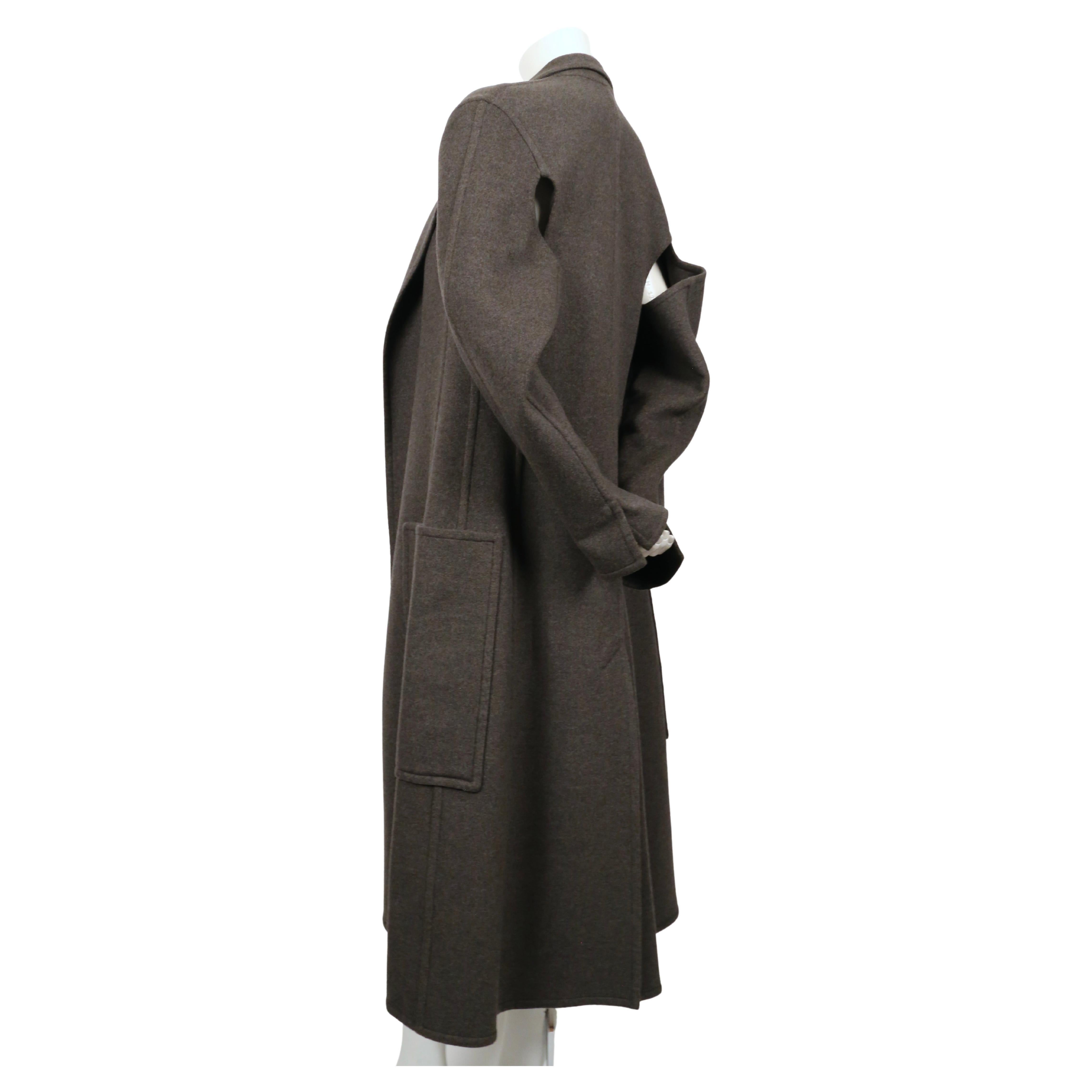 Women's or Men's Celine by Phoebe Philo heathered grey cashmere coat with cutouts & wrap pockets For Sale