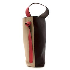 Celine by Phoebe Philo Ivory & Burgundy Small Twisted Cabas Bag