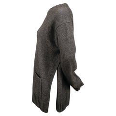 CELINE by PHOEBE PHILO Pullover aus dunkelgrauem Marmor mit Patch-Tasche und geteilter Seite