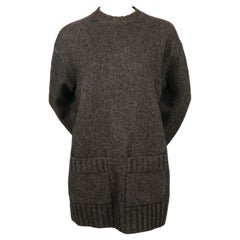 CELINE by PHOEBE PHILO marled dark grey sweater with patch pocket and split side