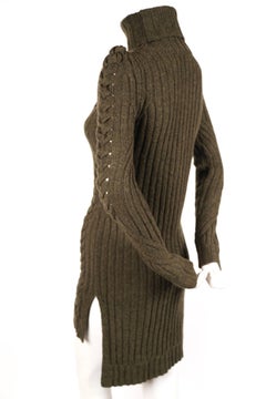 CELINE by PHOEBE PHILO moss green cable knit sweater dress