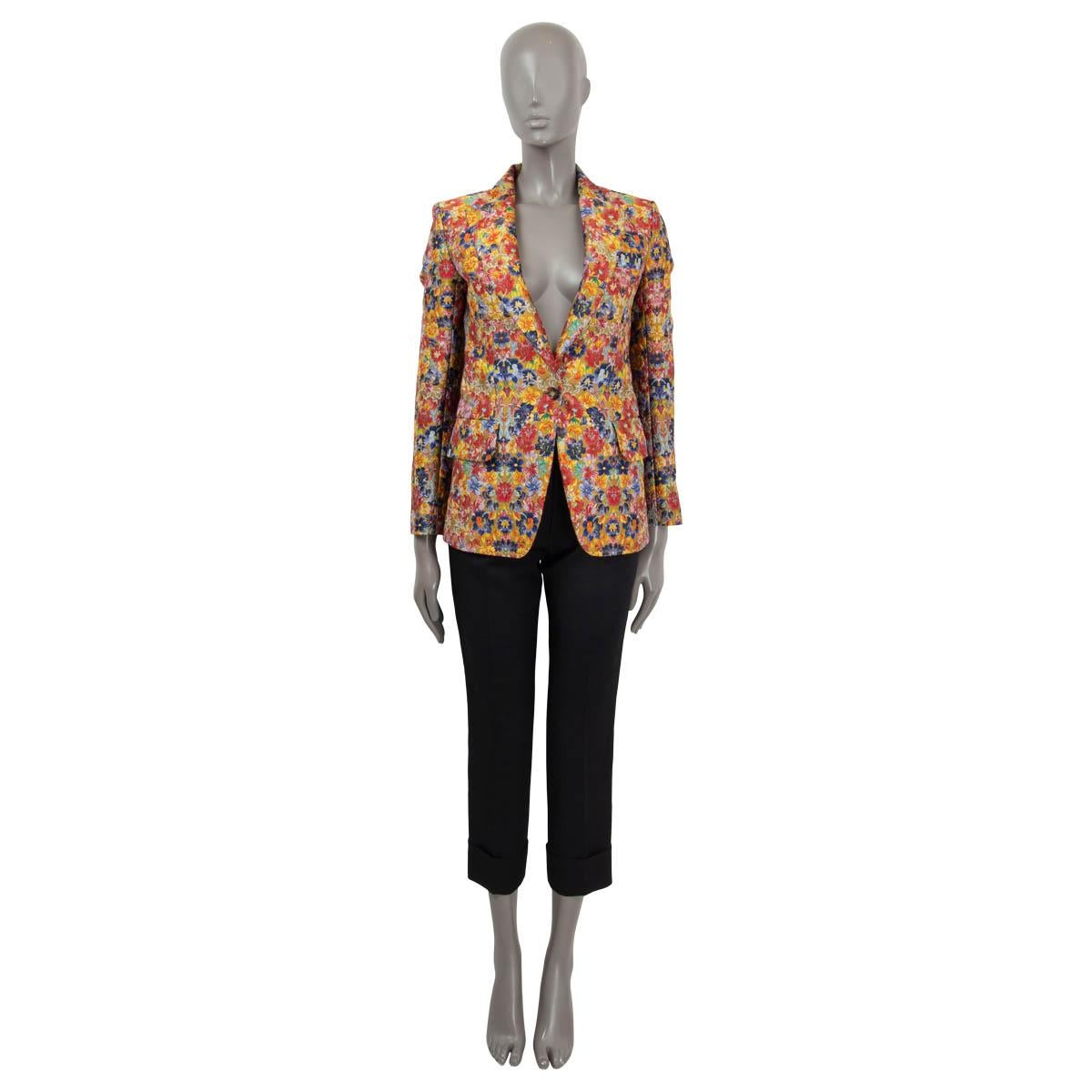 100% authentic Cèline by Pheobe Philo single-button blazer in mustard polyester (89%), silk (9%) and polyamide (2%). Features buttoned cuffs, flap pockets and a chest pocket on the front. Opens with one button on the front. Shoulders lined in black