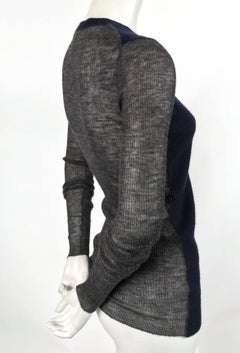 CELINE by PHOEBE PHILO navy and grey cashmere and alpaca sheer sweater