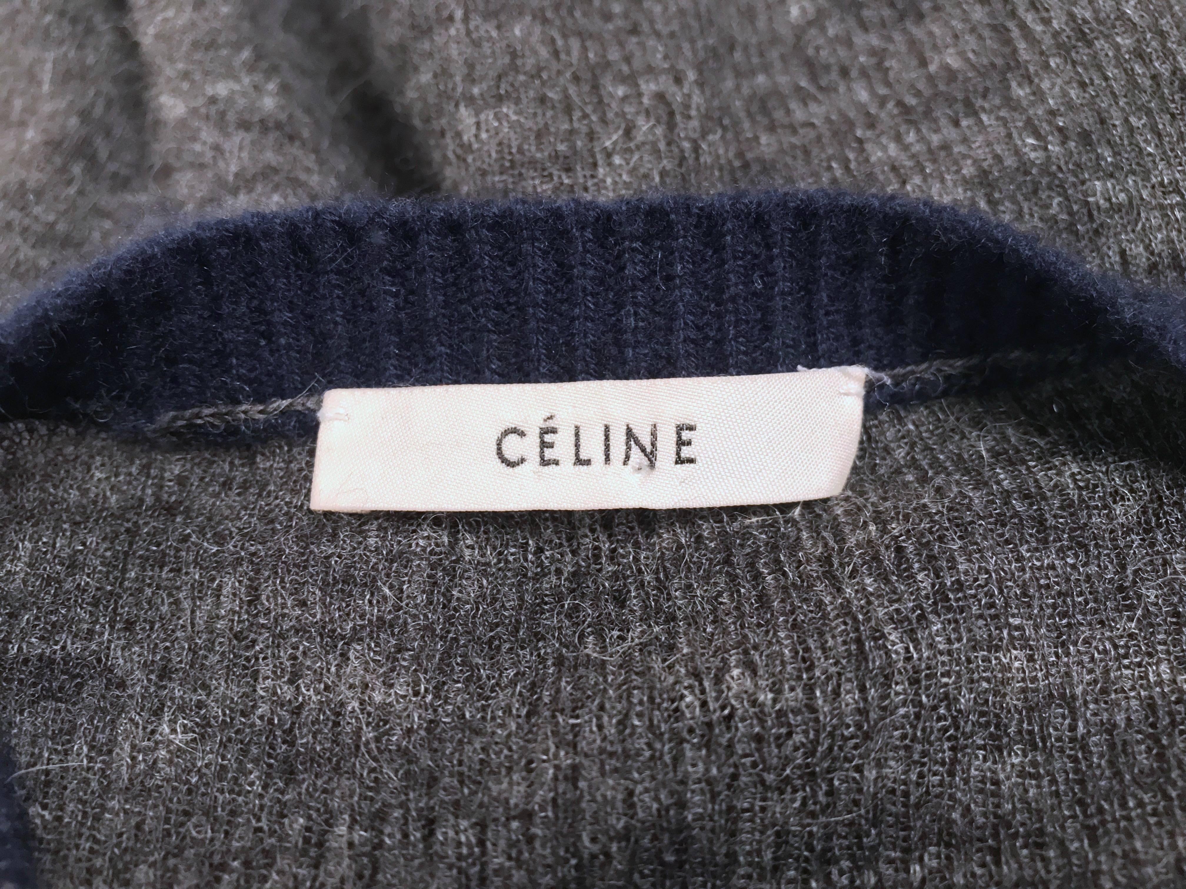 Women's or Men's CELINE by PHOEBE PHILO navy and grey cashmere and alpaca sheer sweater