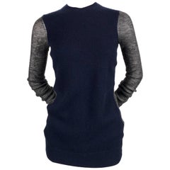 CELINE by PHOEBE PHILO navy and grey cashmere and alpaca sheer sweater