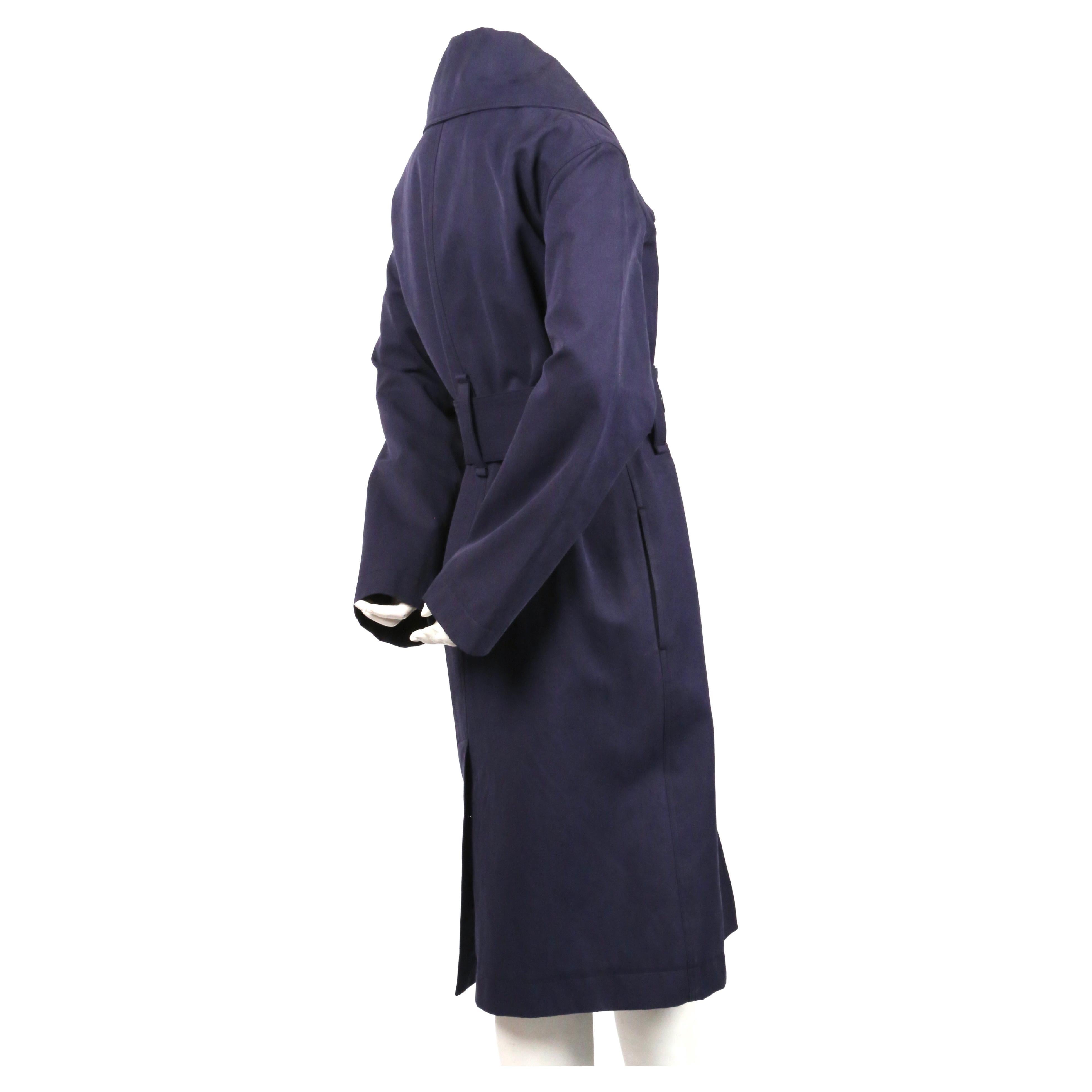 CELINE by PHOEBE PHILO navy blue brushed cotton trench coat In Excellent Condition For Sale In San Fransisco, CA