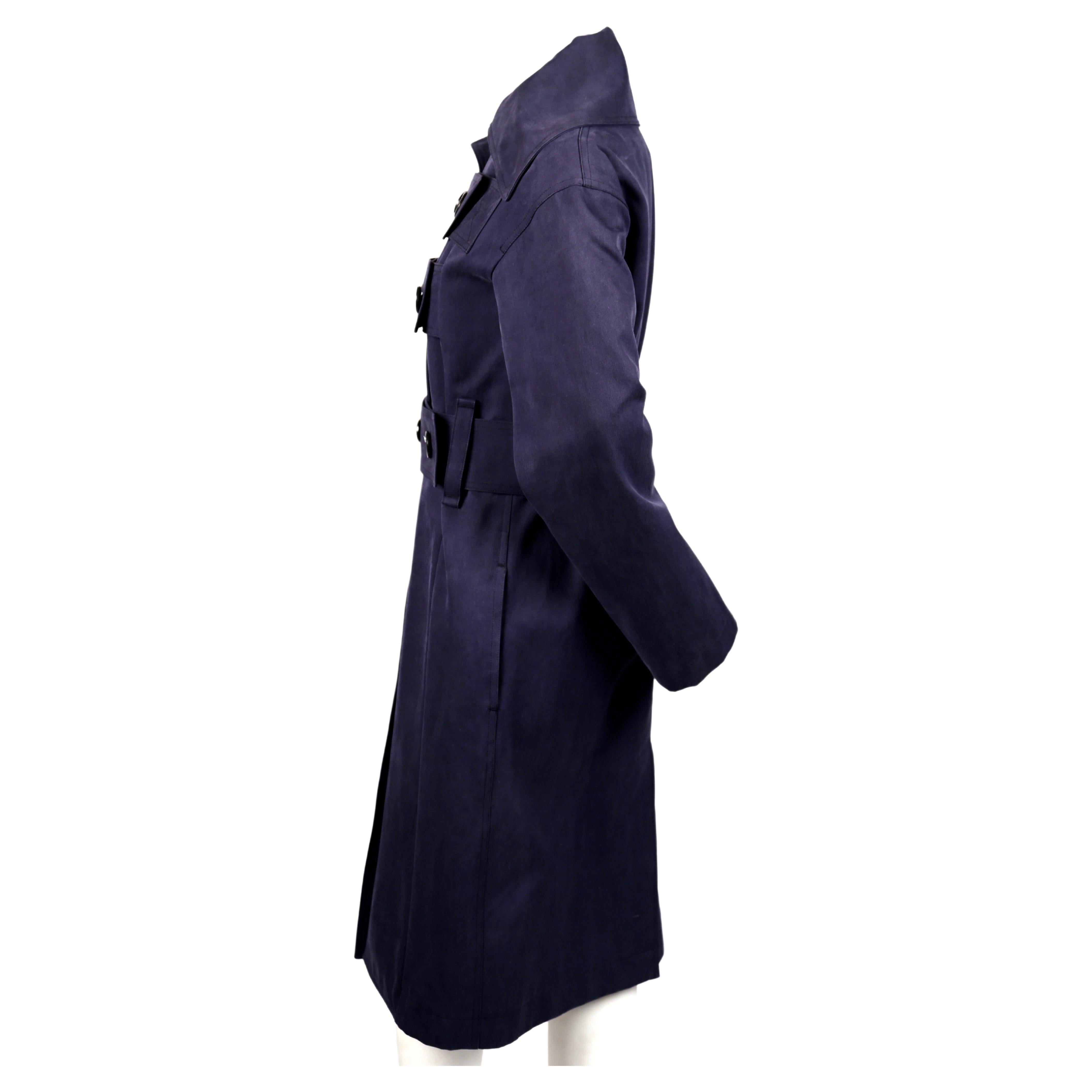 Women's CELINE by PHOEBE PHILO navy blue brushed cotton trench coat For Sale