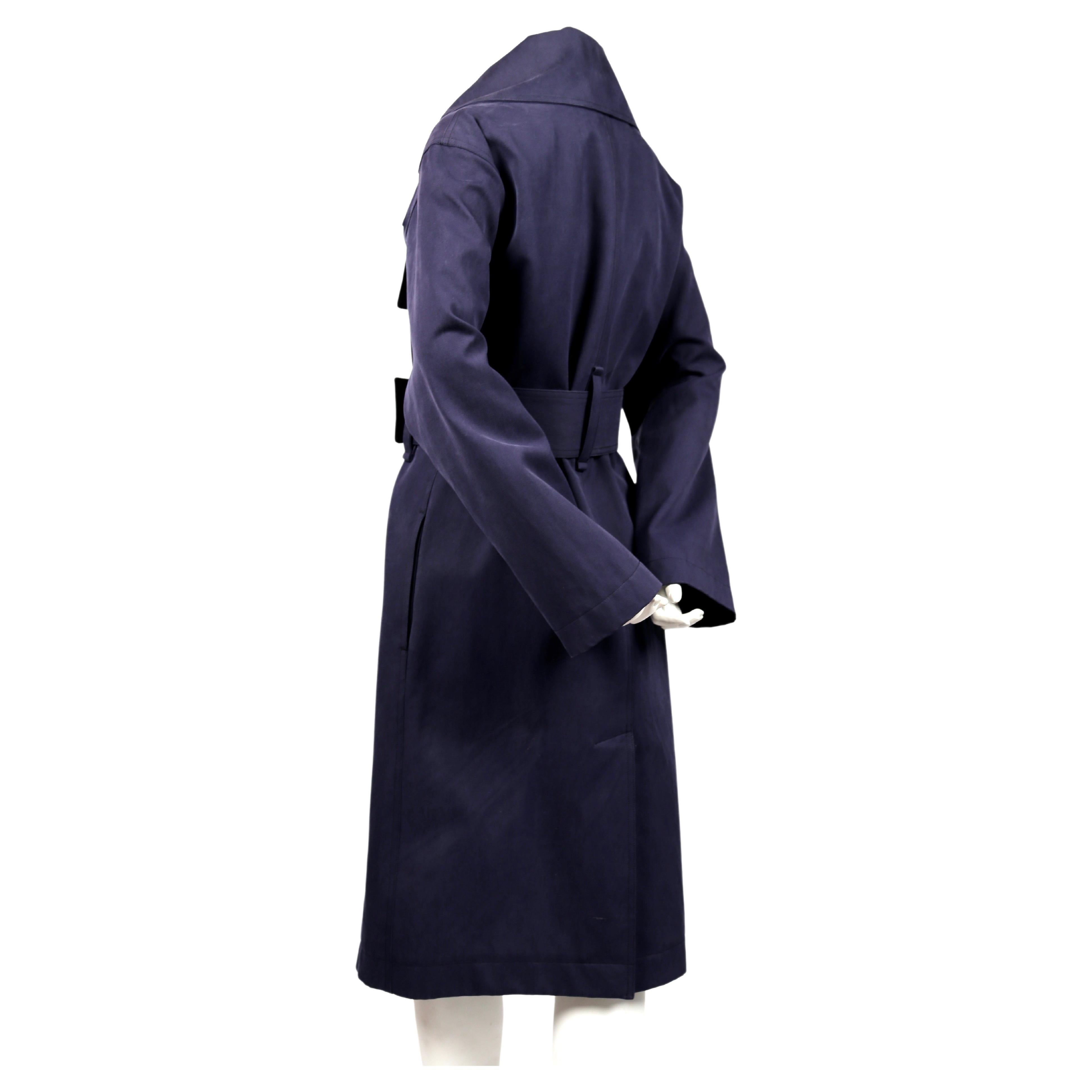 CELINE by PHOEBE PHILO navy blue brushed cotton trench coat For Sale 1